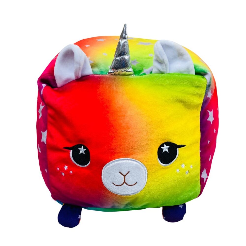 Rainbow Unicorn Moosh Moosh Plush Squared Squishy Plush Pillow 12" Very Soft!